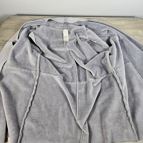 Chicos Zenergy Cardigan Gray Cozy Fleece Exposed Seams Chico’s 1 US 8/10 Medium - Picture 4 of 6